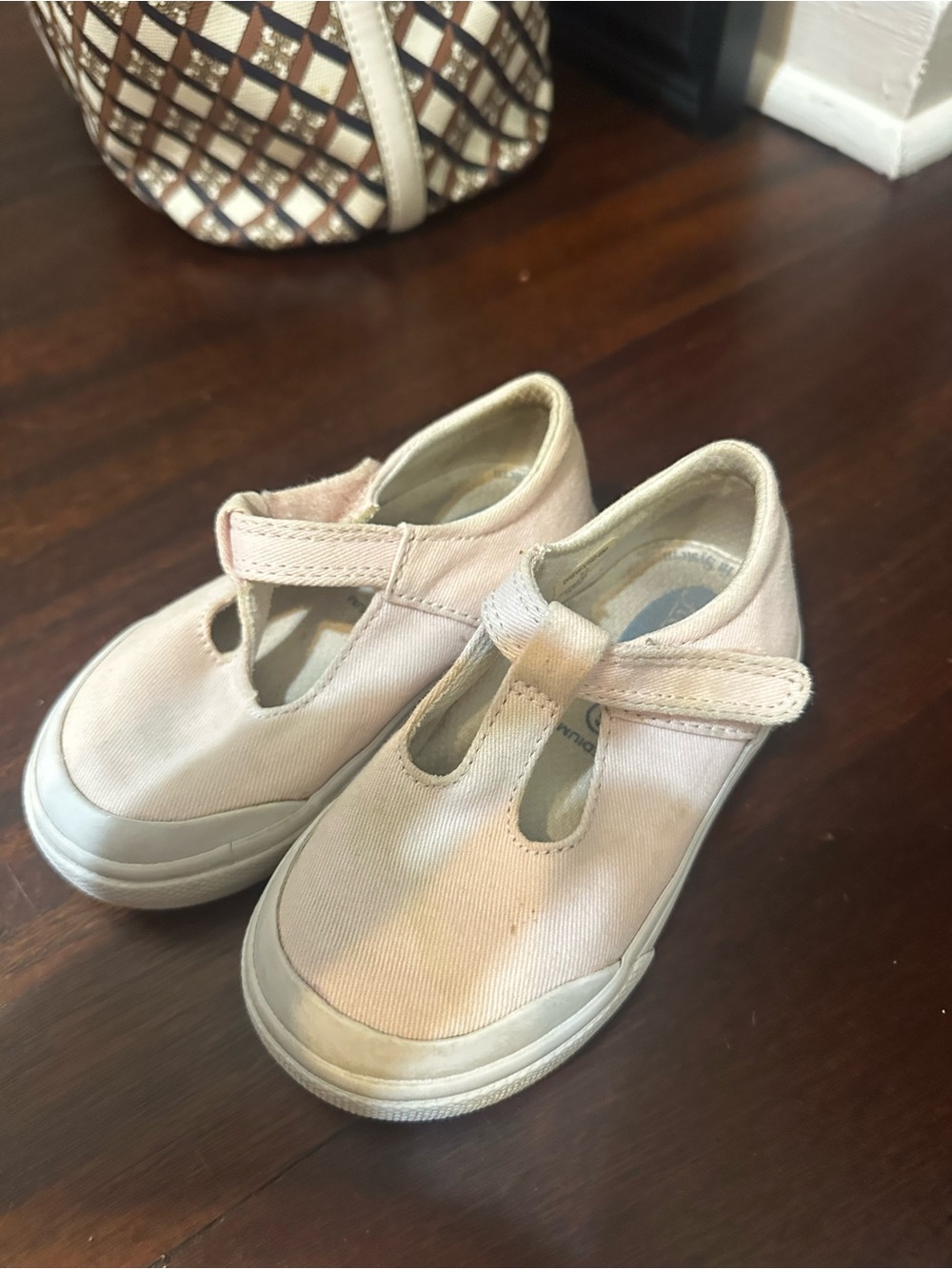 FootMates Light Pink T-Strap Canvas Sneakers for Kids